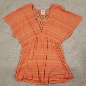 Sheer Medium Orange Striped Shirt